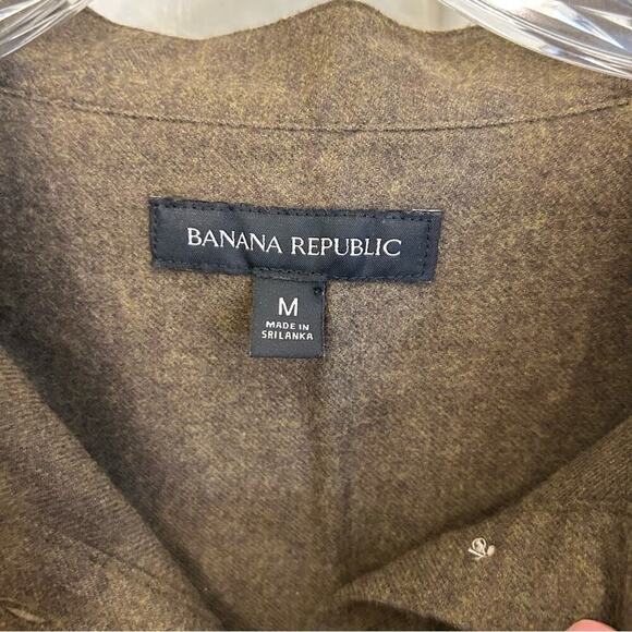 Banana Republic Piazza Flannel Shirt Olive Green Women's Size M - Picture 3 of 7